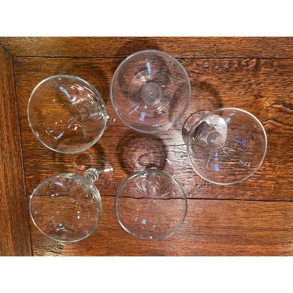 Vintage Hollow Stem Champagne Glasses, Set of 5